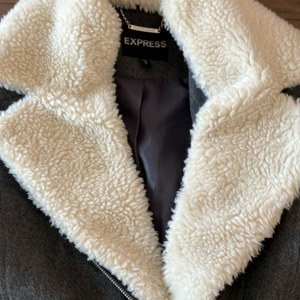 Express Gray Shearling-Lined Women's Jacket - image 2